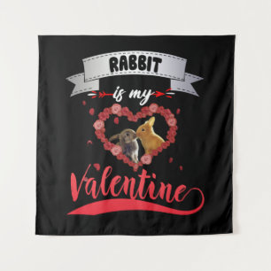 Rabbit Lover   Kaninchen ist mein Valentine Wandteppich