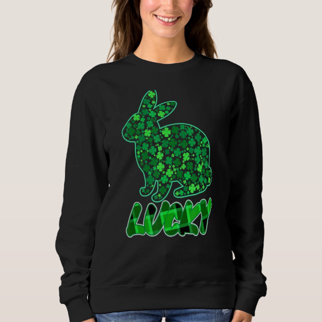 Rabbit Lucky Buffallo Sham Rocked Green St Patrick Sweatshirt (Vorderseite)