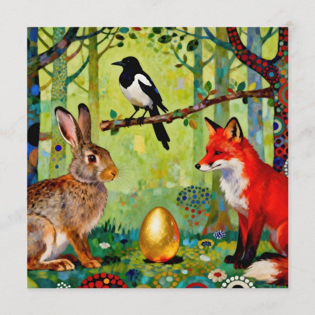 Rabbit, Magpie, Fox and “The Forest’s Secret”  Einladung (Vorderseite)