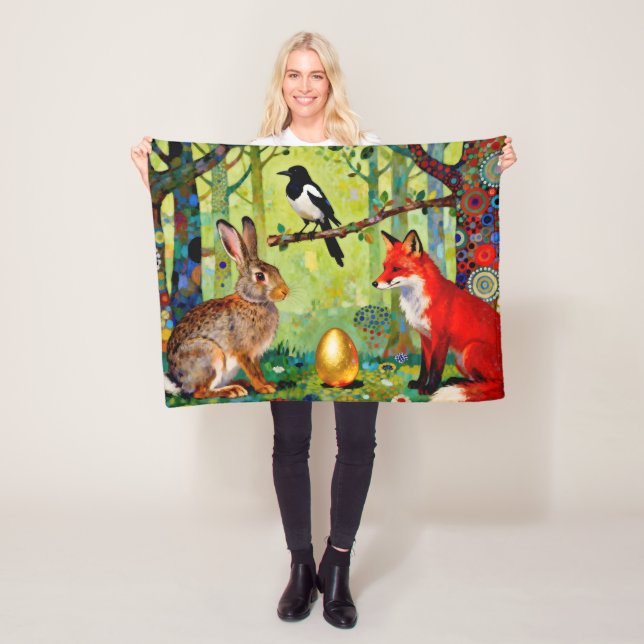 Rabbit, Magpie, Fox and “The Forest’s Secret”  Fleecedecke (Beispiel)