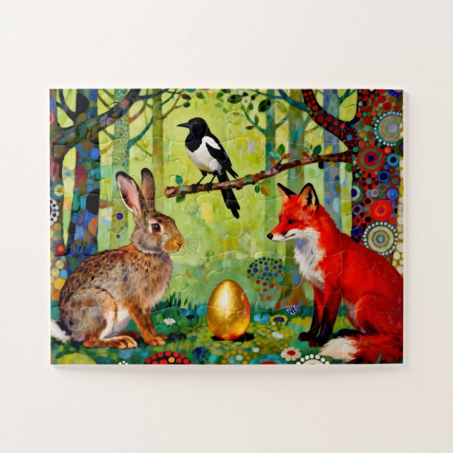 Rabbit, Magpie, Fox and “The Forest’s Secret”  Puzzle (Horizontal)