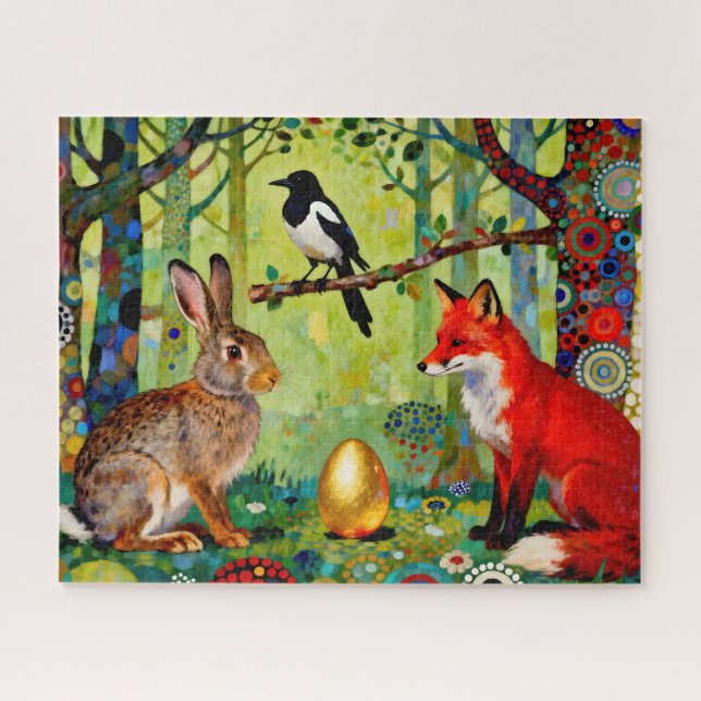 Rabbit, Magpie, Fox and “The Forest’s Secret”  Puzzle (Horizontal)