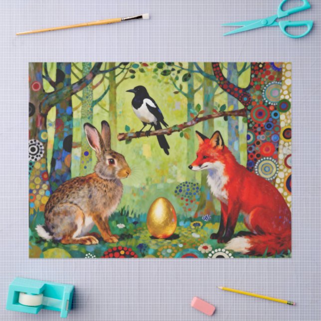 Rabbit, Magpie, Fox and “The Forest’s Secret”  Seidenpapier (Basteln)