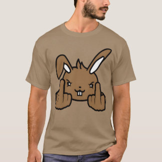 Rabbit Middle Finger Showing Naughty Cheeky Insult T-Shirt