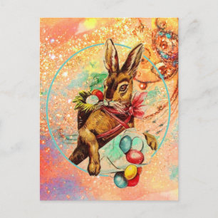 RABBIT MIT FARBEITEM EASTER FEIERTAGSPOSTKARTE