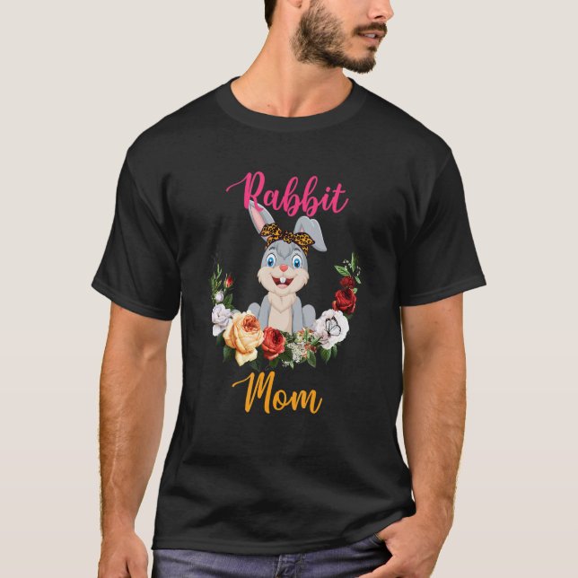 Rabbit Mom Floral Rabbit Bow Tie Lover Mother's Da T-Shirt (Vorderseite)