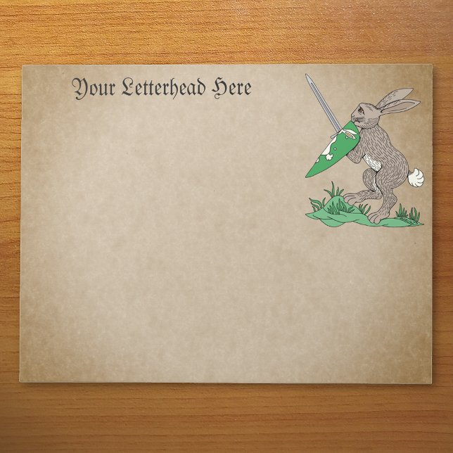 Rabbit Notizblock (Medieval Warrior Rabbit Notepad on Desk)