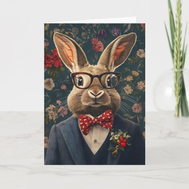 Rabbit Oaster Elegante Funny Feiertagskarte (Vorderseite)