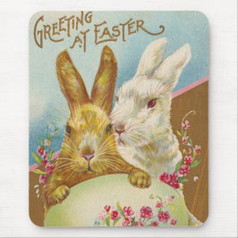 Rabbit Oaster Greetings Vintag Mousepad
