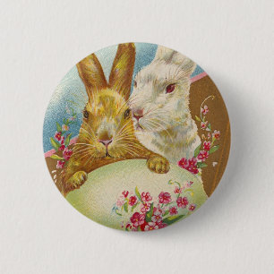 Rabbit Ostergrüße Vintag Button