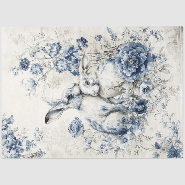 Rabbit Pair Three Tissue Paper Seidenpapier (Vorderseite)