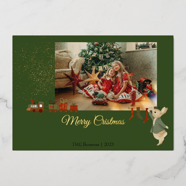 Rabbit Peter Weihnachtskarte Folien Feiertagskarte (Vorderseite)