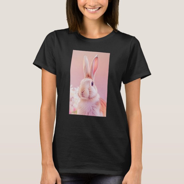 Rabbit Portrait 86 Animal Easter Wildlife Illustra T-Shirt (Vorderseite)