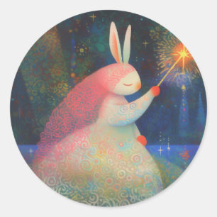 Rabbit Princess Runder Aufkleber