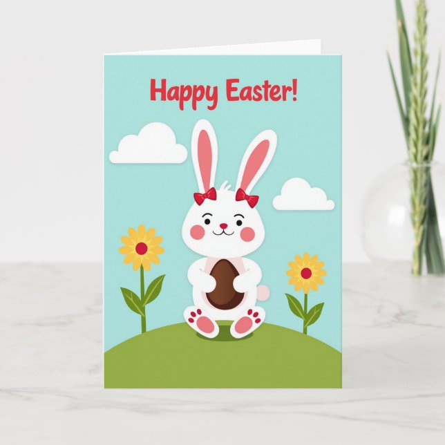 Rabbit Red Bow Celebration Card Karte (Vorderseite)