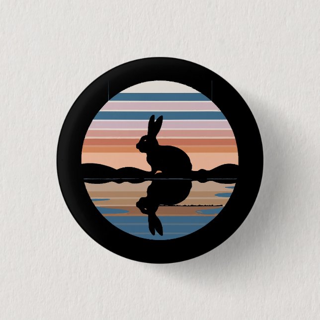 Rabbit Retro Sunset Button (Vorderseite)