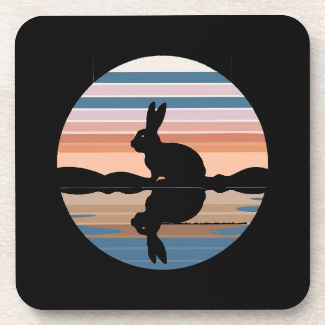 Rabbit Retro Sunset Getränkeuntersetzer (Vorderseite)