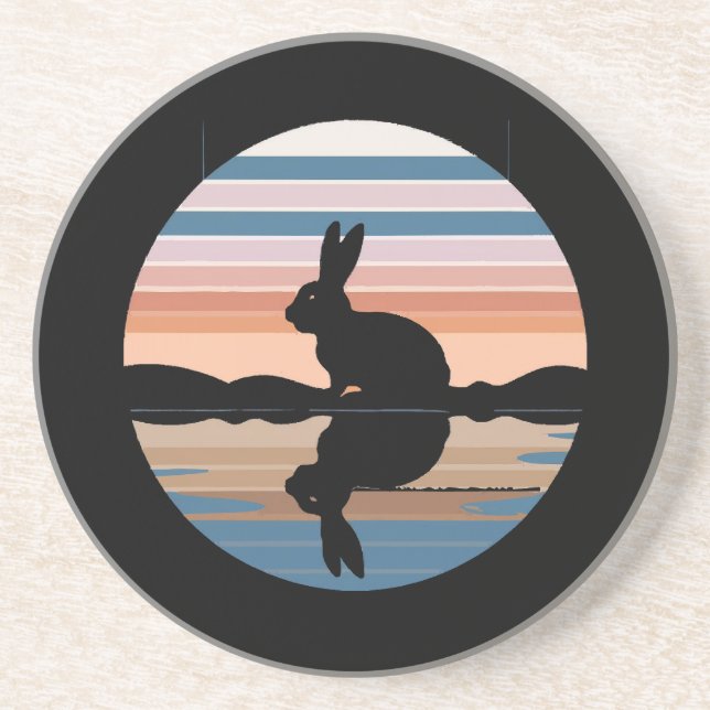 Rabbit Retro Sunset Getränkeuntersetzer (Vorne)