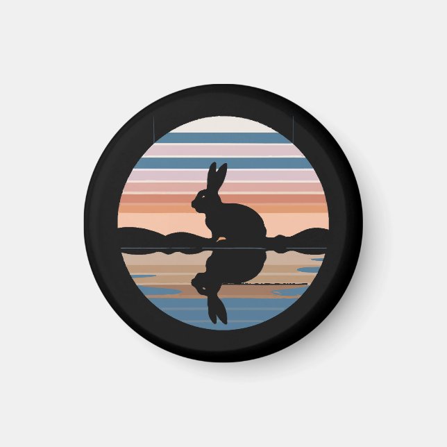 Rabbit Retro Sunset Magnet (Vorne)
