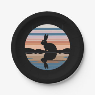 Rabbit Retro Sunset Pappteller