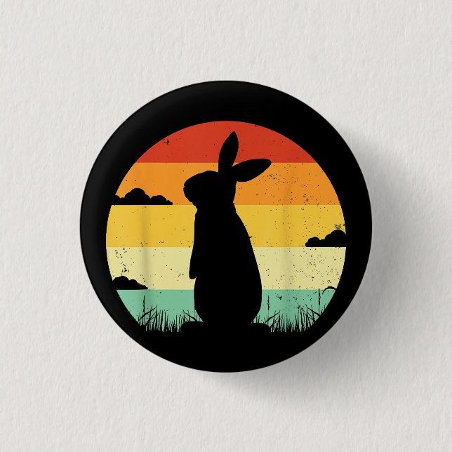 Rabbit Retro Vintager 80er Style Bunny Lover Button (Vorderseite)