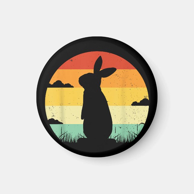 Rabbit Retro Vintager 80er Style Bunny Lover Magnet (Vorne)
