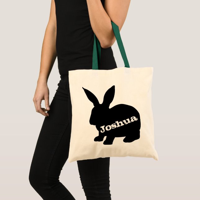 Rabbit Silhouette Personalized Name Tote Bag Tragetasche (Vorderseite (Produkt))