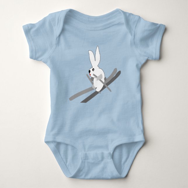 Rabbit Skier Baby Bodysuit Baby Strampler (Vorderseite)
