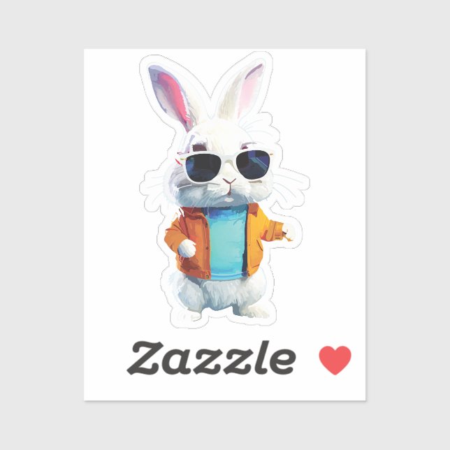Rabbit Sticker with Jacket and Sunglasses (Blatt)