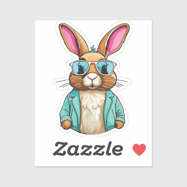 Rabbit Sticker with Jacket and Sunglasses (Blatt)