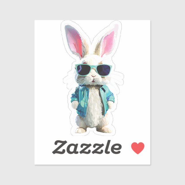 Rabbit Sticker with Jacket and Sunglasses (Blatt)