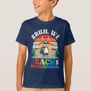 Rabbit Student Tragen Rucksack Bücher Bruh We T-Shirt