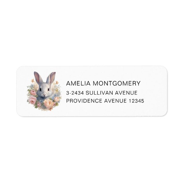  Rabbit Surrounded by Pastel Flowers Cute Address (Vorne)