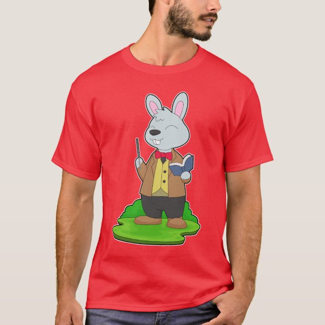 Rabbit Teacher Book School T-Shirt (Vorderseite)