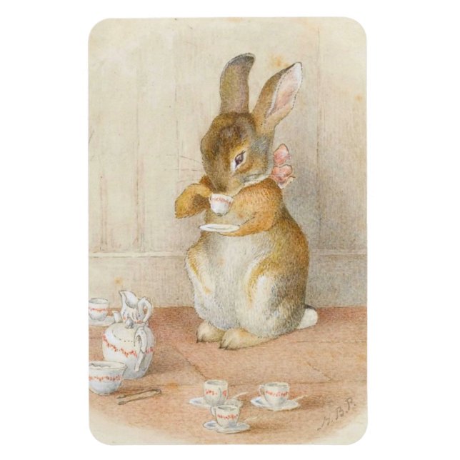 Rabbit Tee Party - Beatrix Potter Magnet (Vertikal)