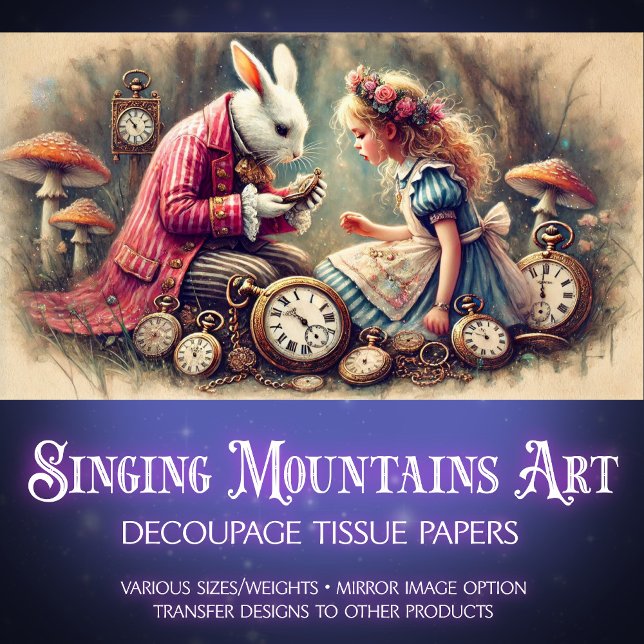 Rabbit Timekeeper Vintag Wonderland Seidenpapier (Von Creator hochgeladen)