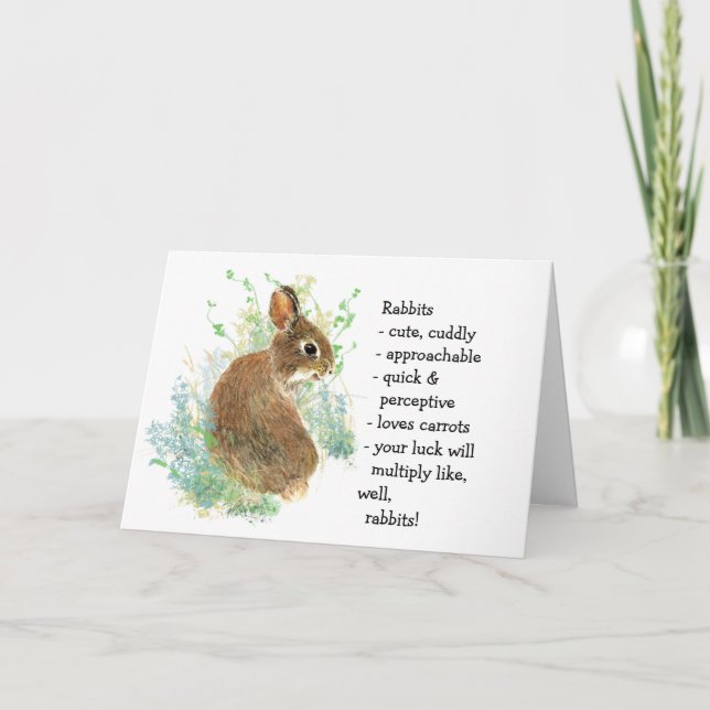 Rabbit Totem, Animal Guide Funny Birthday Karte (Vorderseite)