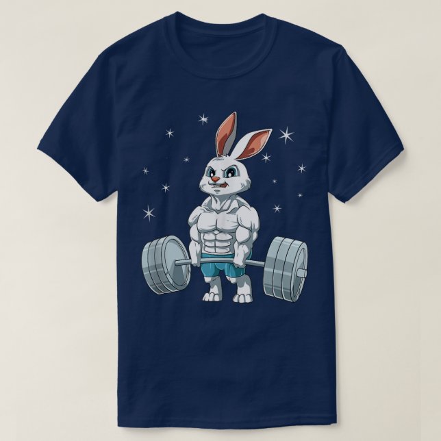 Rabbit Weightlifting Fitness Gym For A Bunny Lover T-Shirt (Design vorne)