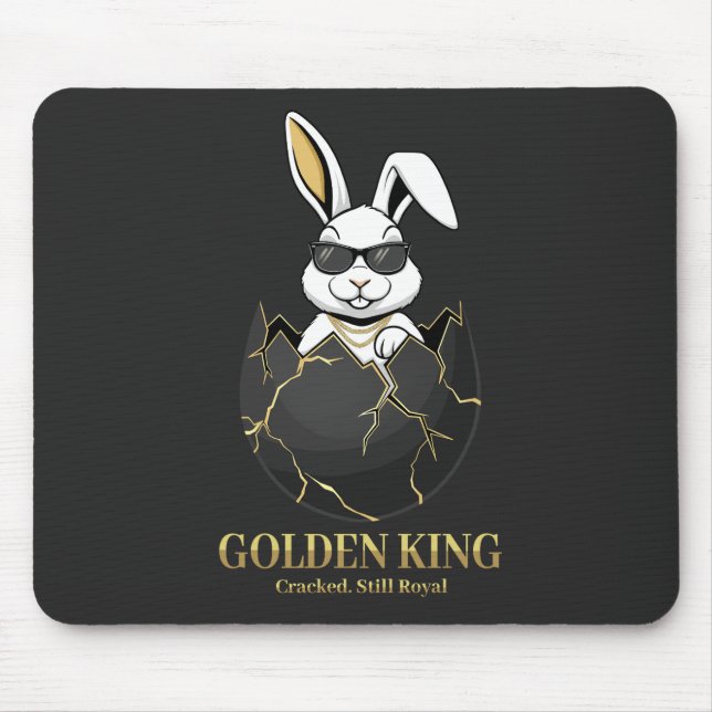 Rabbit with cool glasses, Gold, cracked, royal Mousepad (Vorne)