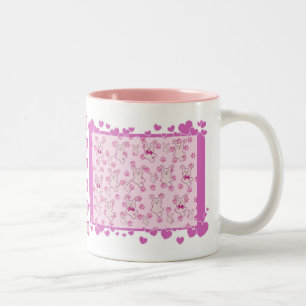 RABBITS & HEARTS-Tasse Zweifarbige Tasse