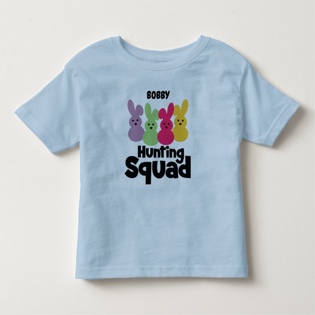 "RABBITS JUNTING SQUAD" PERSONALISIERTER TODDLER T KLEINKIND T-SHIRT (Vorderseite)