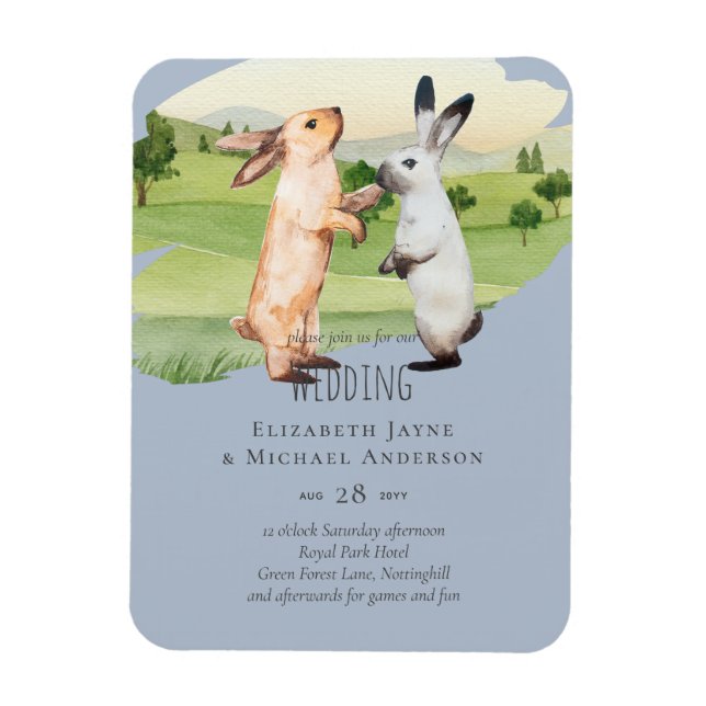 Rabbits Wedple Country Garden Magnet (Vertikal)