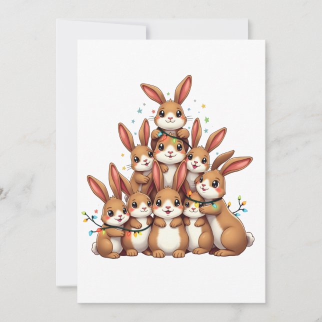 Rabbits Weihnachtsbaum frohe WeihnachtsWeihnachtsW Ankündigung (Vorderseite)