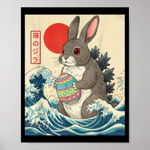 Rabbitzilla-Hase Vintage-Japanische Kunst Lustige  Poster