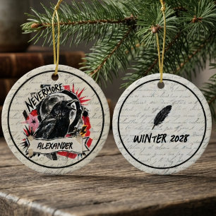 Rabe Gothic Nevermore Dark Academia Keramik Ornament