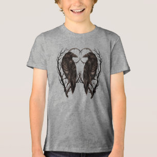 Rabe in totem Baum - Dunkle Gothic-Kunst Tri-Blend Shirt