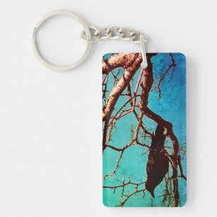 Rabe Krähe Schwarzer Vogel Silber Baum Blauer Himm Schlüsselanhänger