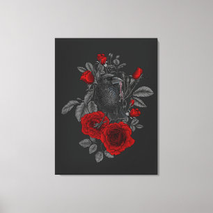Rabe mit dem Schlüssel und Rosen Leinwanddruck