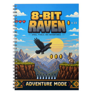 Rabe, Retro 8-Bit Pixelkunst Notizblock