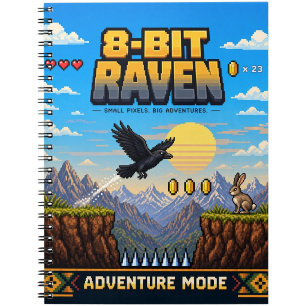 Rabe, Retro 8-Bit Pixelkunst Notizblock